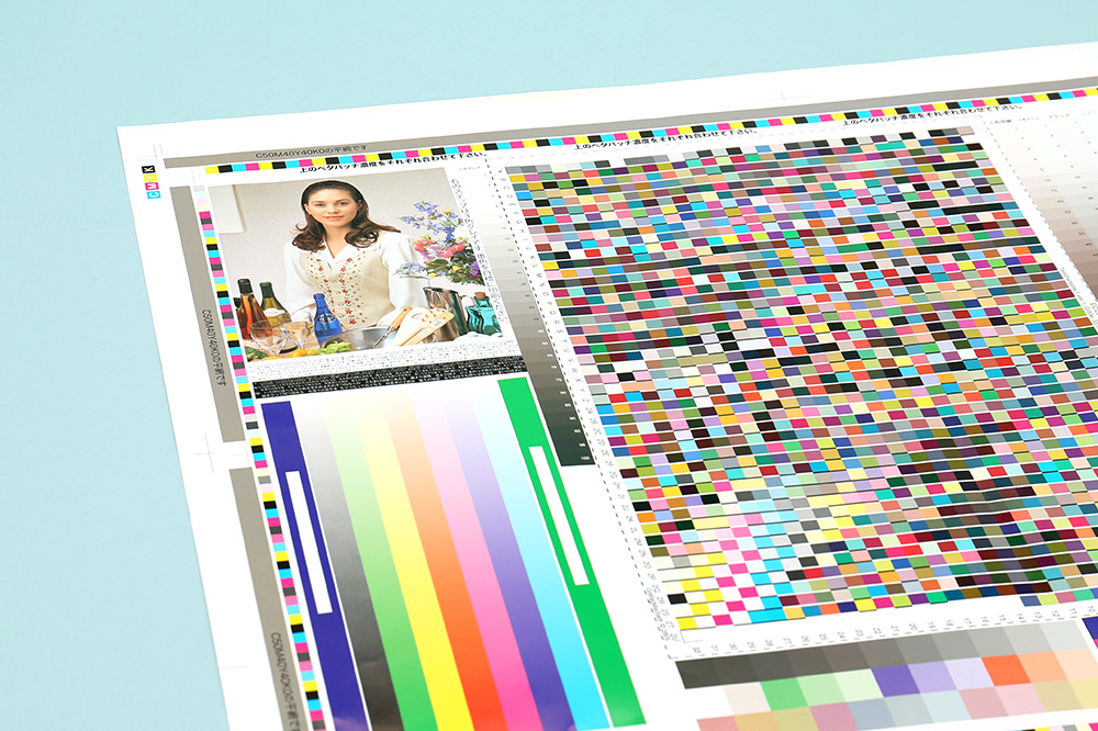オフセット印刷機で4色カラー印刷したカラーチャート　拡大　